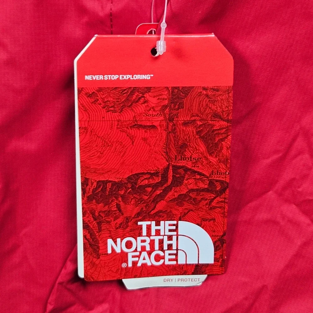 NEW North Face DryVent Rain Jacket Mens Medium Red Full Zip Hooded Waterproof